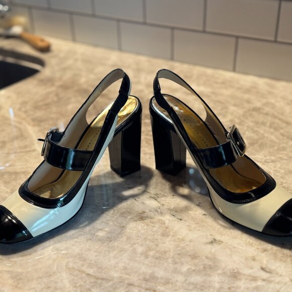 2000s MARC BY MARC JACOBS Black & White Patent Leather Heels 39EU 8.5 US Italy - Picture 8 of 8
